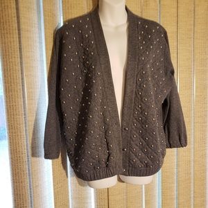 Vintage Three Flagg's California‎ Cardigan Gary w/silver buttons Size Small